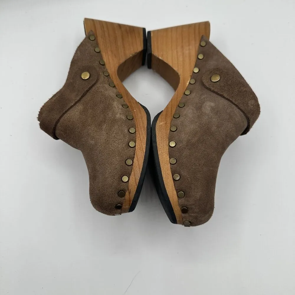 Lisa B. Brown Suede Mule Clogs Women's 37 Size 6 - Image 3