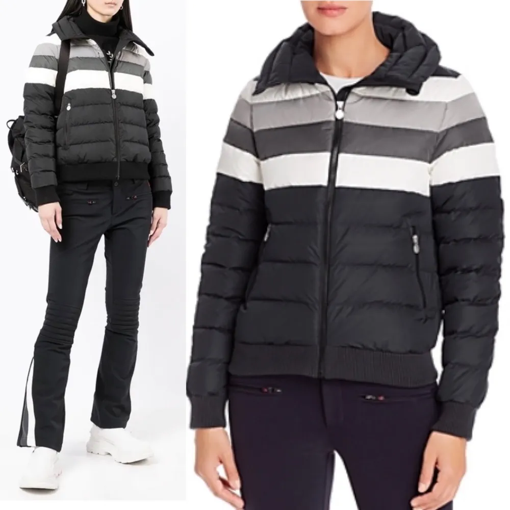 Queenie Down Coat Jacket, Black Rainbow Size XS New w/Tag - Image 2