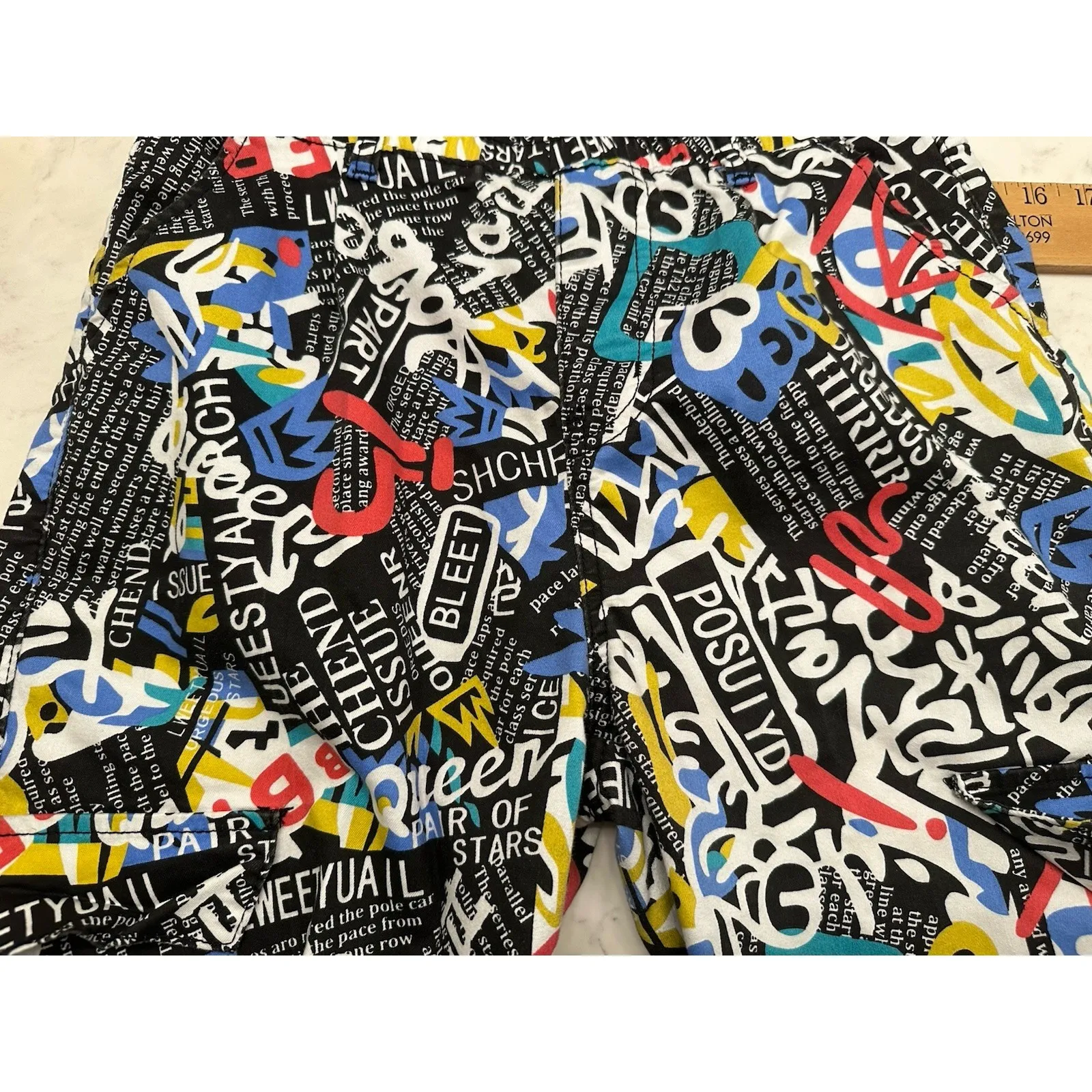 VIP Jeans Graffiti Streetwear Print Cargo Jogger Pants Size 90s Juniors Sz 7/28 - Image 6