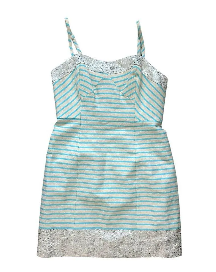 Lilly Pulitzer Remi Blue Horizon Bayview Stripe Metallic Corset Dress Size 6 - Image 5