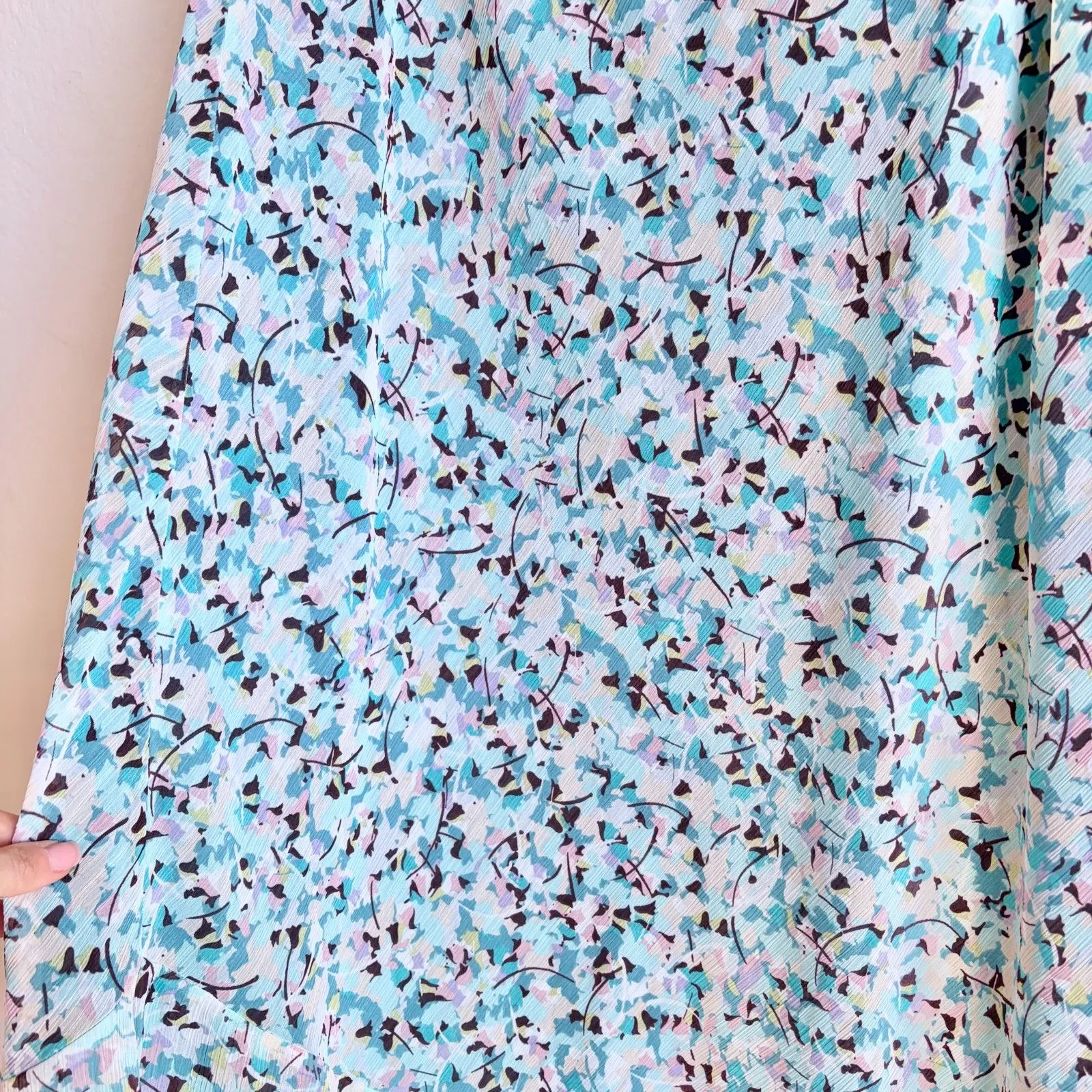 NOTATIONS Vtg 90s Blue Floral Whimsigoth Grunge Fairy Midi Skirt Womens Large - Image 4