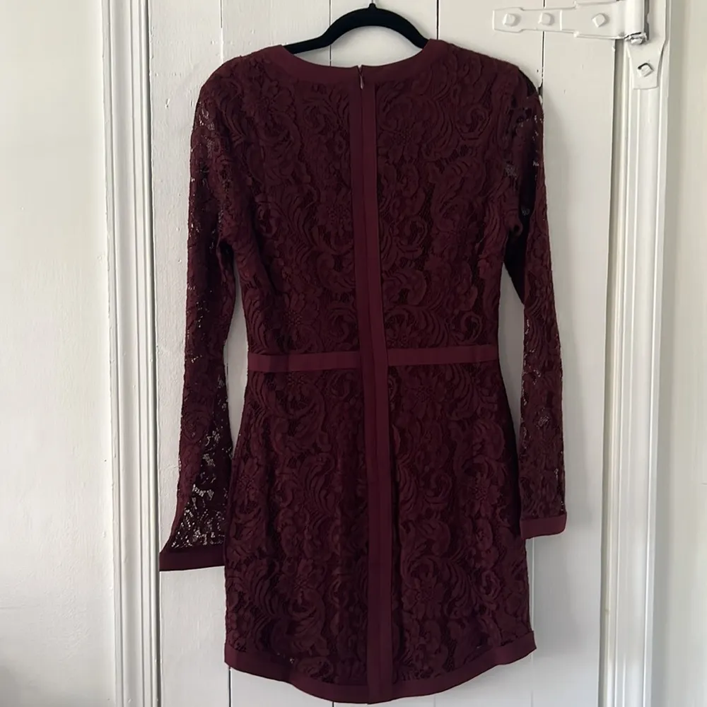 Adelyn Rae Sweet as Sugar Burgundy Long Sleeve Lace Dress - Image 4