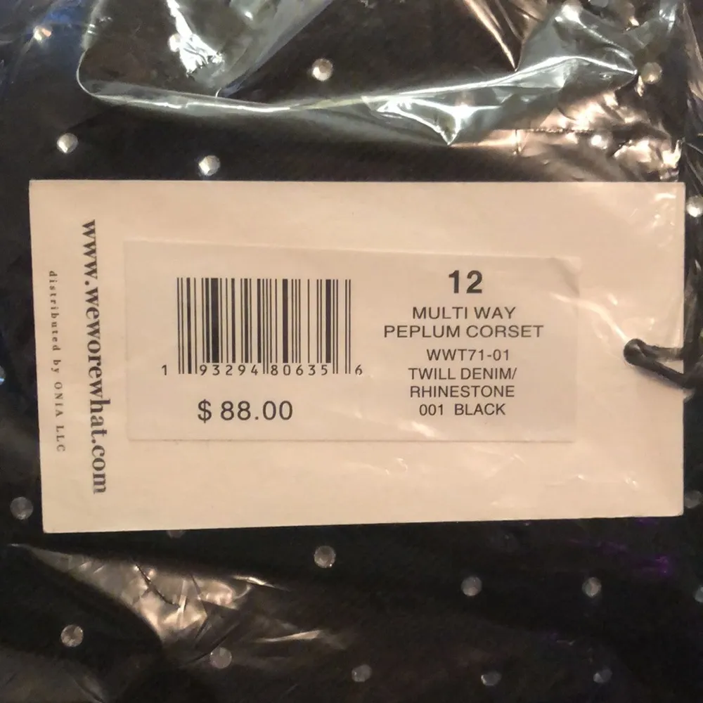 NWT WeWoreWhat Denim Rhinestone Twill Bustier Corset Top Black & Silver Sparkly - Image 8
