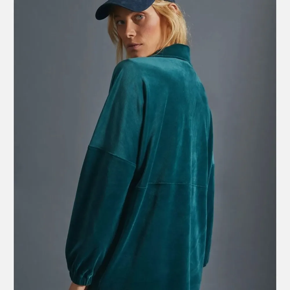 Anthropologie Saturday Sunday Rosalind Velvet Tunic Dress Teal Green Oversized​ - Image 5