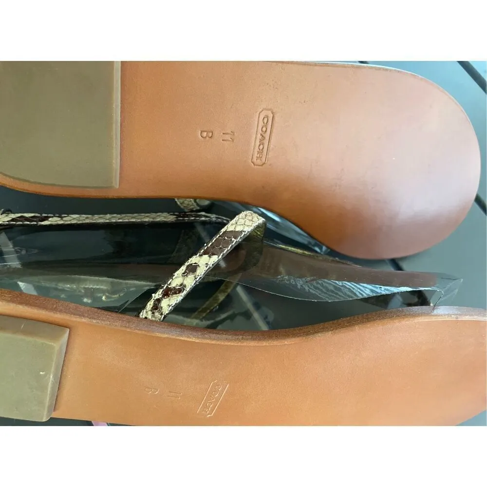 NWT Coach Sieannah Snake  Print Leather Thong sandals 11B - Image 6