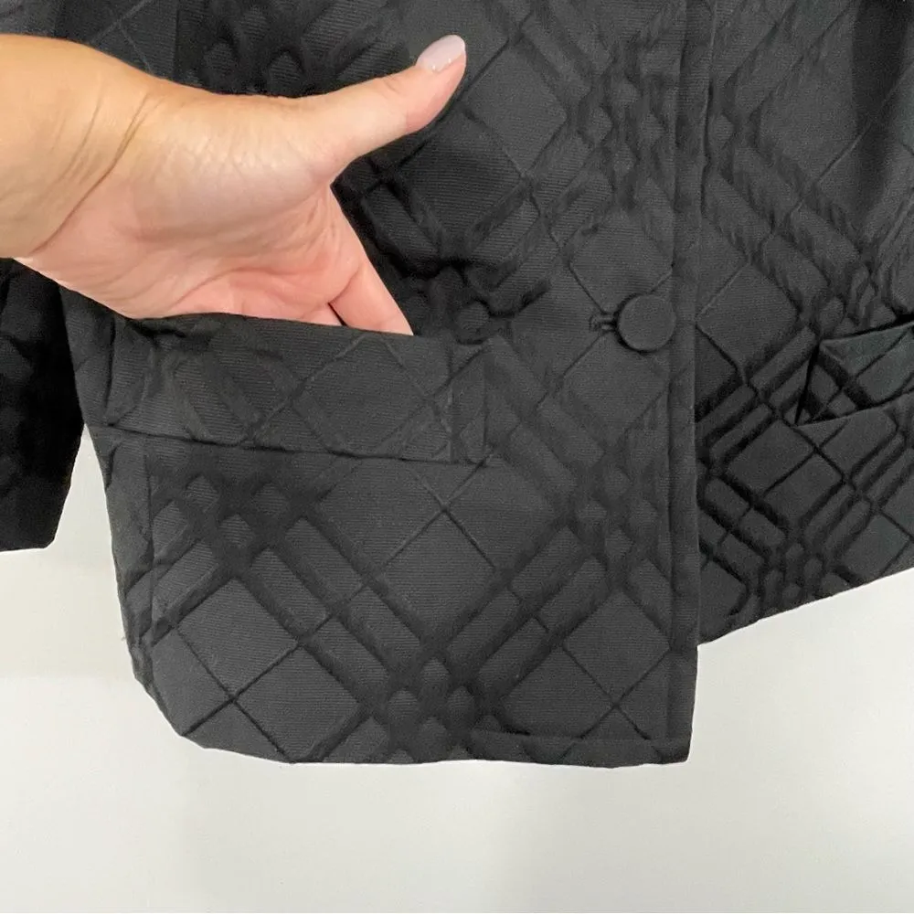 Talbots Black‎ Lined Jacket Jacquard Brocade Blazer Button Up Pockets Size 8 - Image 4