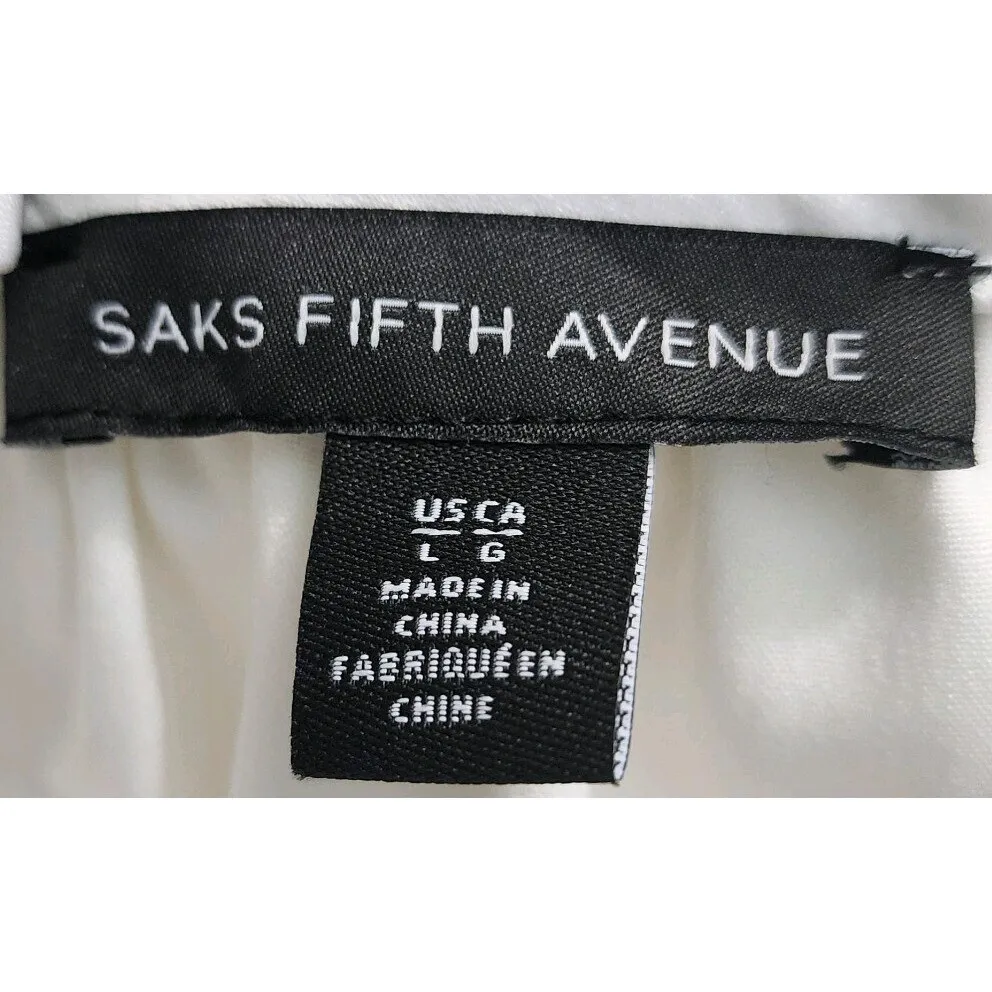 Saks Fifth Avenue Ivory Lace Sleeve Blouse Mock Neck Top Size L‎ - Image 4