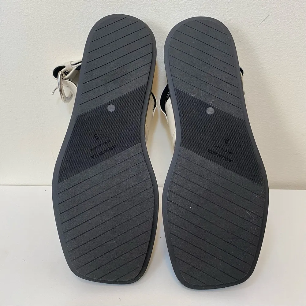 Aquatalia | Joni Leather Sporty Slingback Sandals in Eggshell Ivory Sz 9M - Image 12