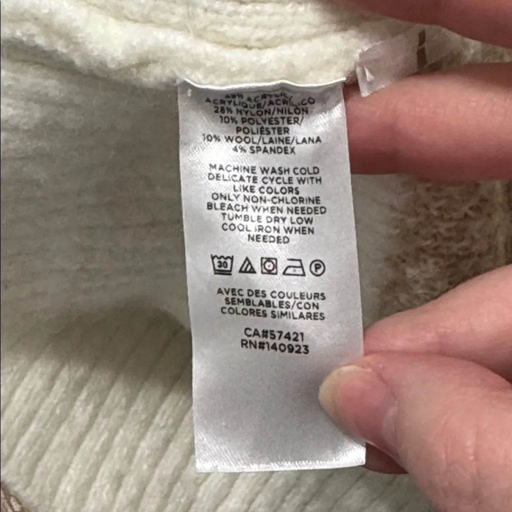 LOFT Tan/ Cream Animal/Leopard Print Button Front Boyfriend Fit Plush Cardigan M - Image 11