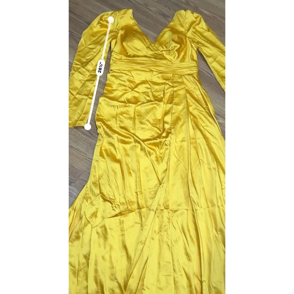 Mac Duggal 12404 FAUX WRAP  A LINE GOWN Formal Dress in Marigold size 14 - Image 7