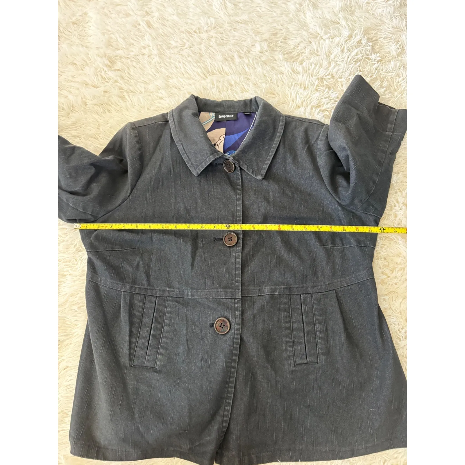 Avenue Plus Size Jacket, Women's Gray 3/4‎ Sleeve Button Down Coat - Image 6