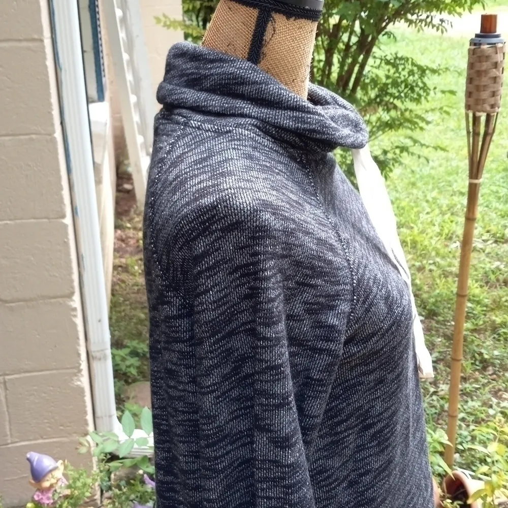 J. Crew Cowl Neck Black Grey & White Marled Drawstring Sweater NWT Size undefined - Image 3