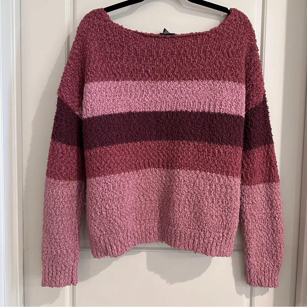 Rue 21 Boucle Knit Striped‎ Sweater Size Medium - Image 2