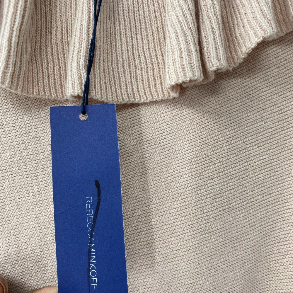 Rebecca Minkoff Stacey Ruffle Popover Knit One-shoulder Sweater Pale Pink Md - Image 7