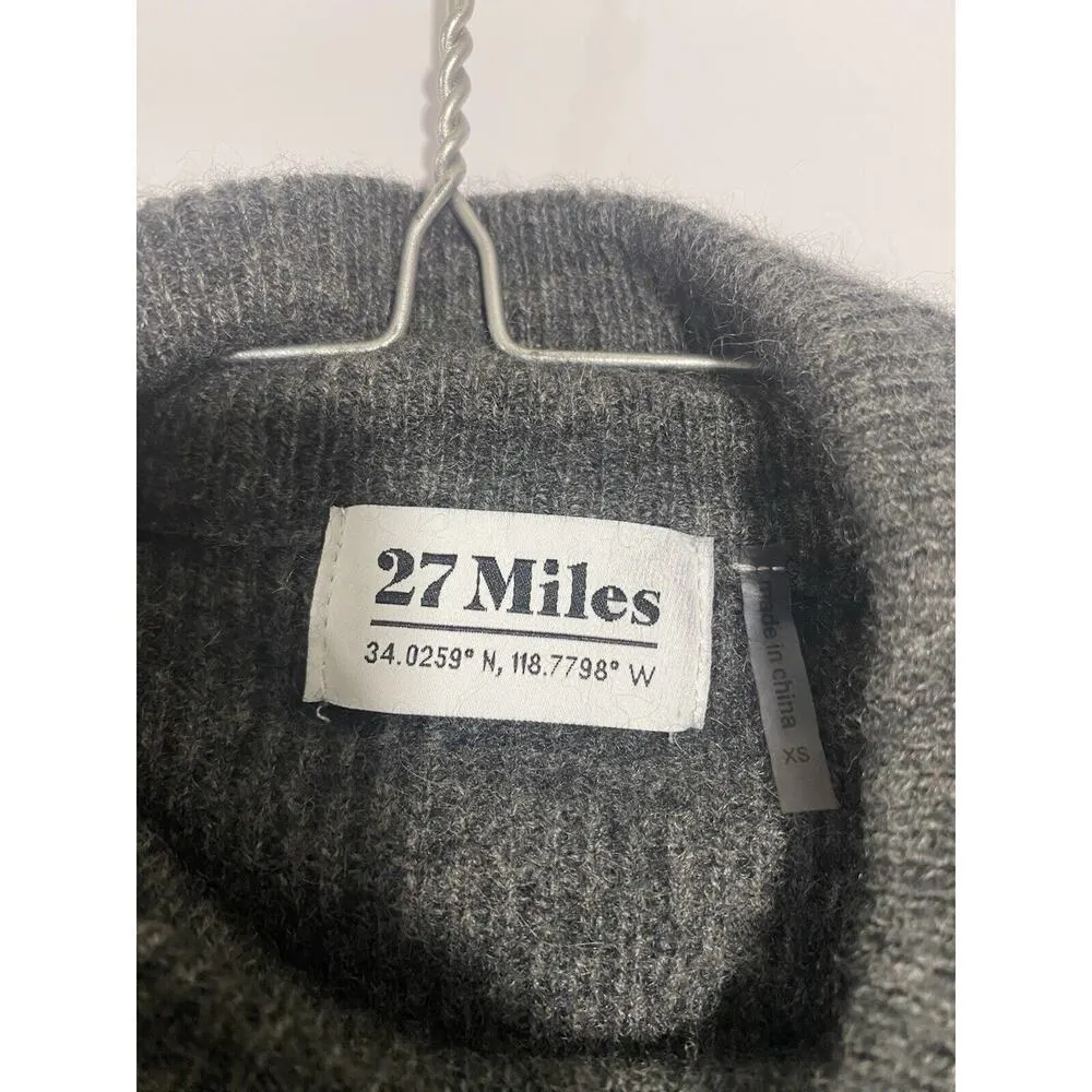 27 Miles 100% Cashmere Sweater XS Gray Pullover Front Tie Knit Lightweight Cozy - Image 8