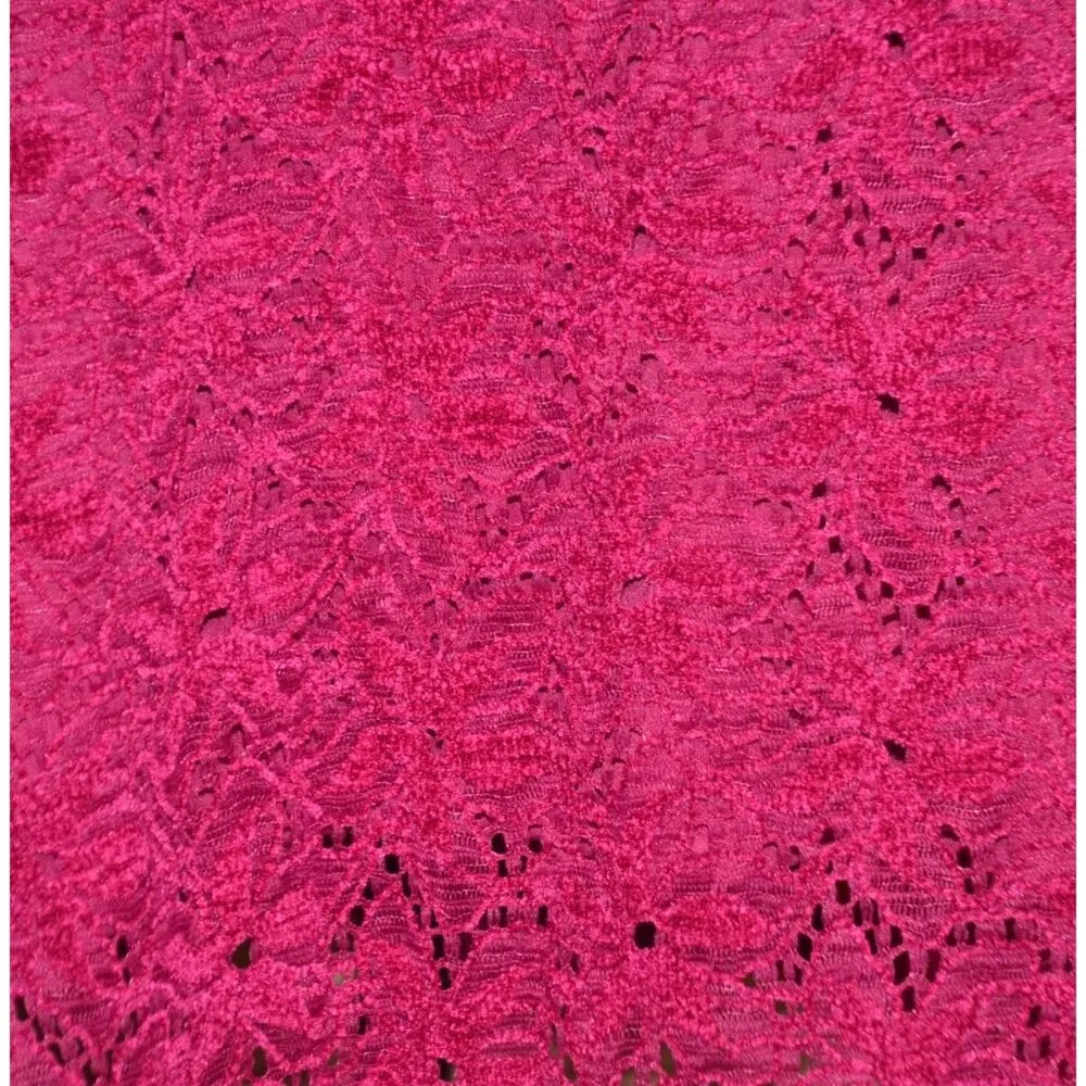 Catherine's Plum Magenta Blouse Top Size 4X Lacey Floral Pattern Stretch Purple - Image 3