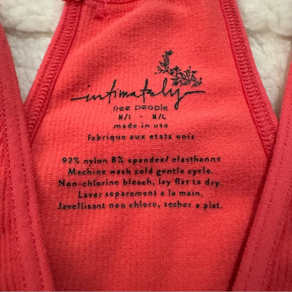 Free People Coral Pink Move Along Soft Ribbed Racerback Bodysuit, Women’s M/L - Image 4