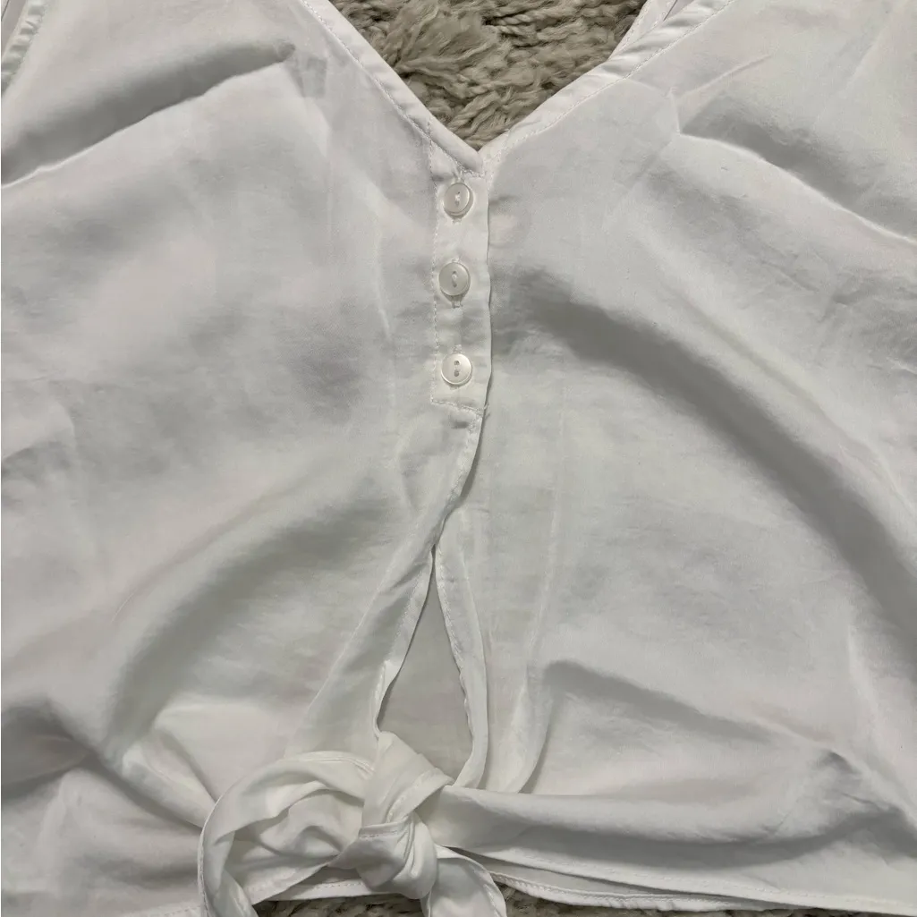 Free People White Button-Down Tie Tank Camisole Size M - Image 7