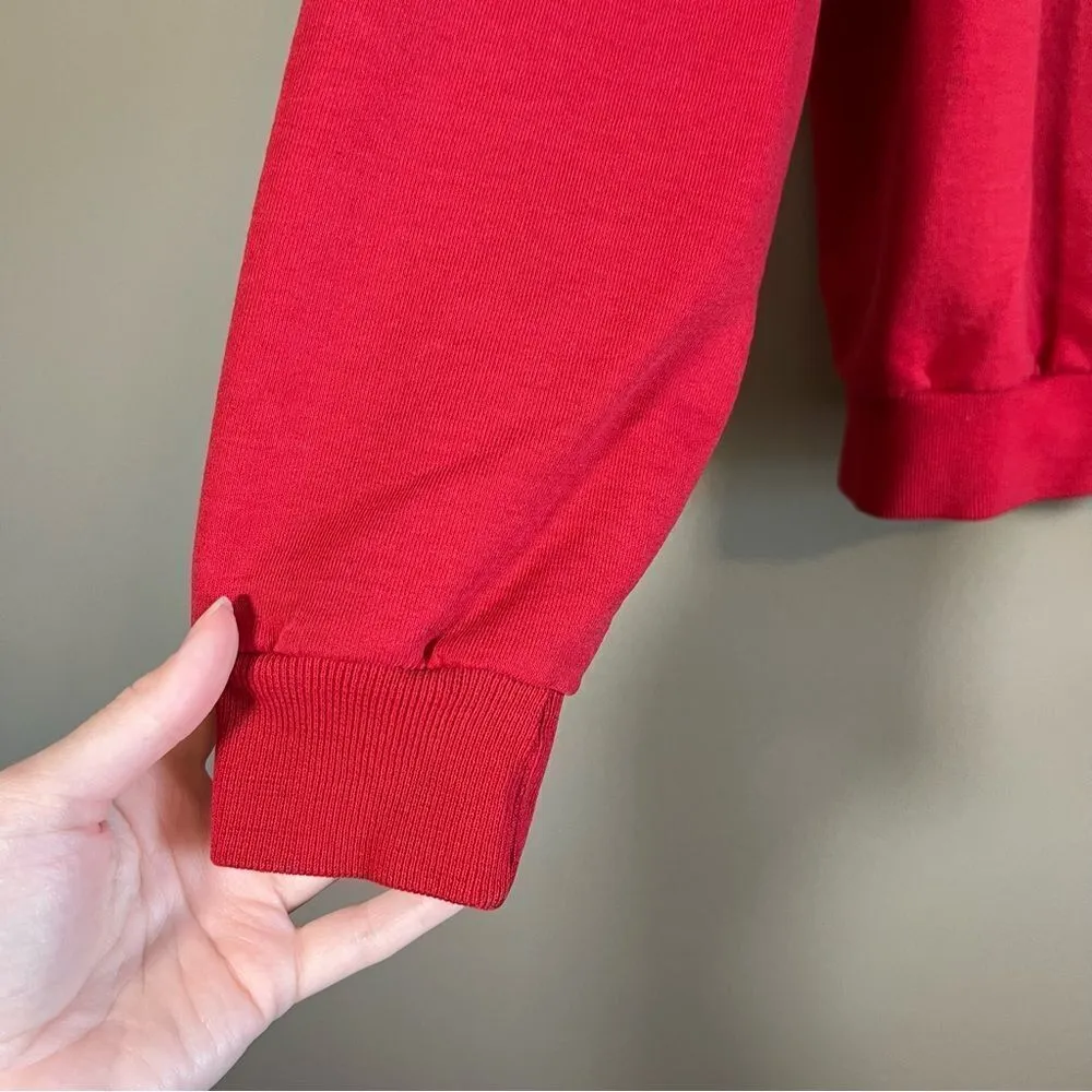 ✨ Vintage Red American Flag Embroidered Crewneck Sweatshirt Medium - Image 7