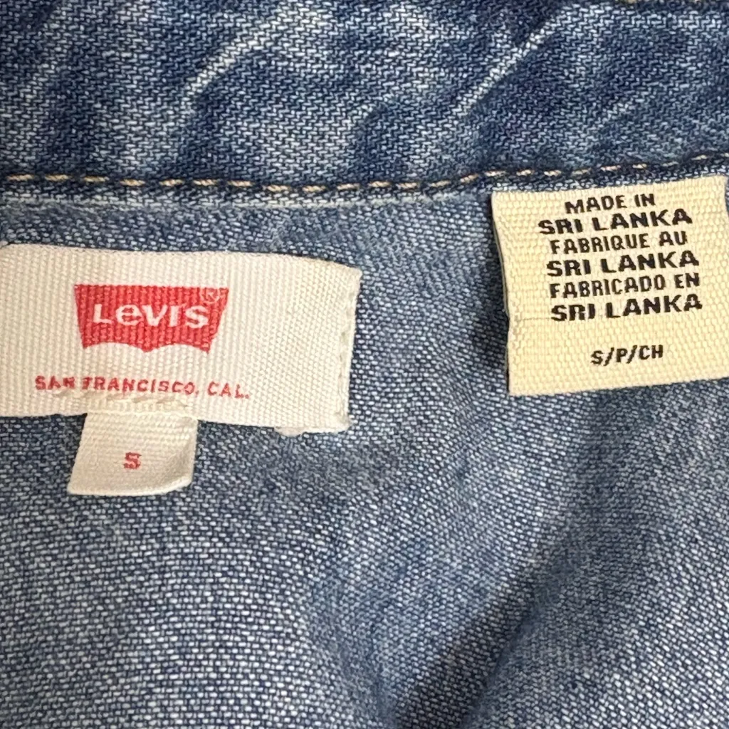 Levi's  Classic Aubrey Sleeveless Denim Snap Front Collared Dress | Size Small - Image 6