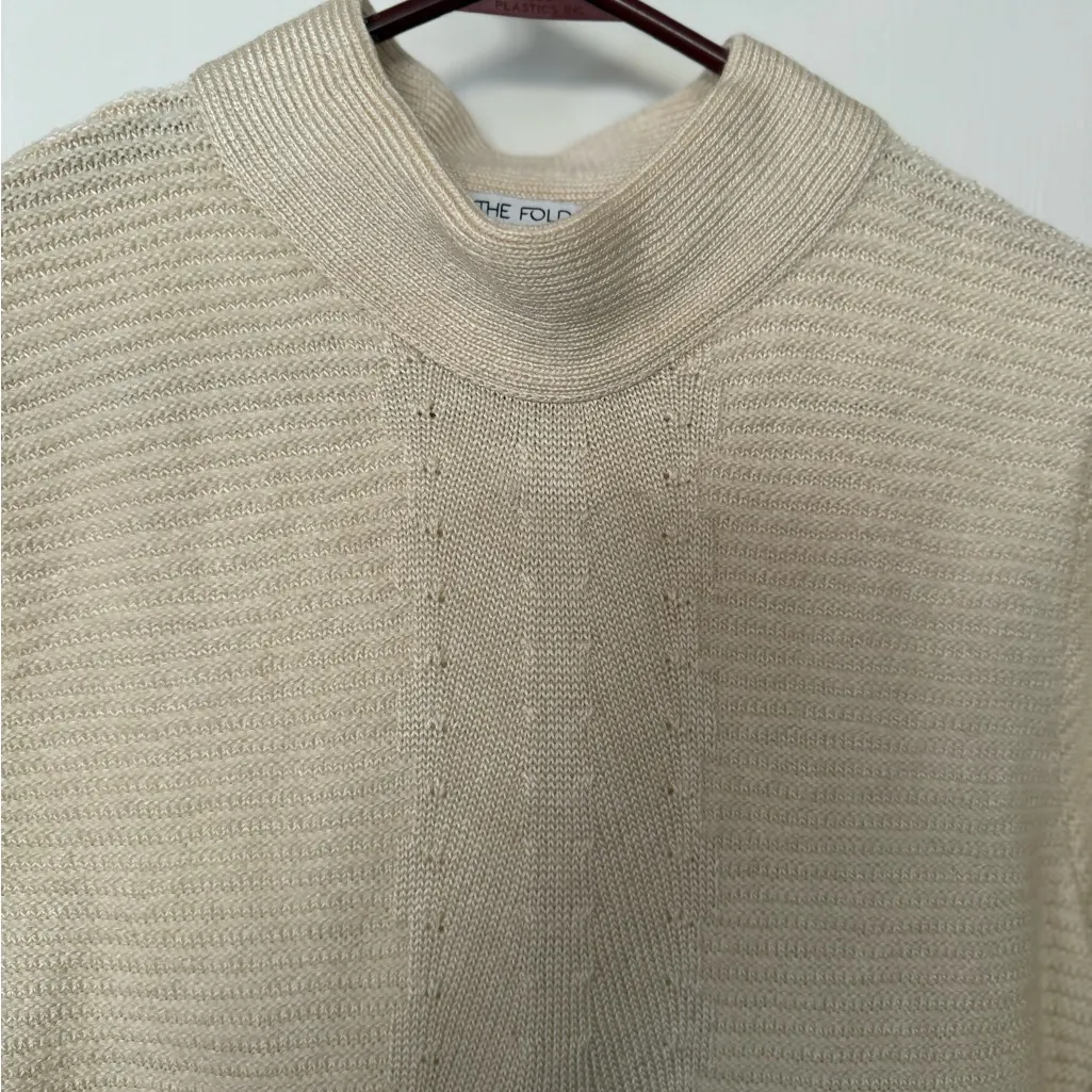 Women’s The Fold London Cream Rayon Blend Mock Neck Cream Tunic Sweater Size S - Image 2