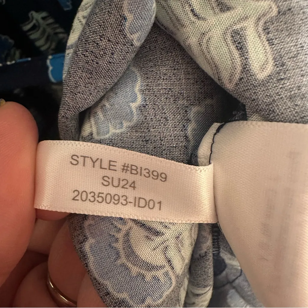 J Crew Ruffle Midi Dress With Curved Hem Blue Scandinavian Print Size 8 - Image 6