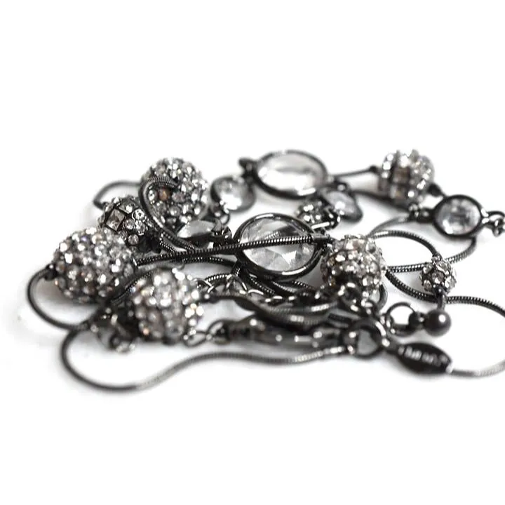 Chico's Dazzling Crystal Bezeled Silver Tone Chic Y2k Statement Necklace - Image 3