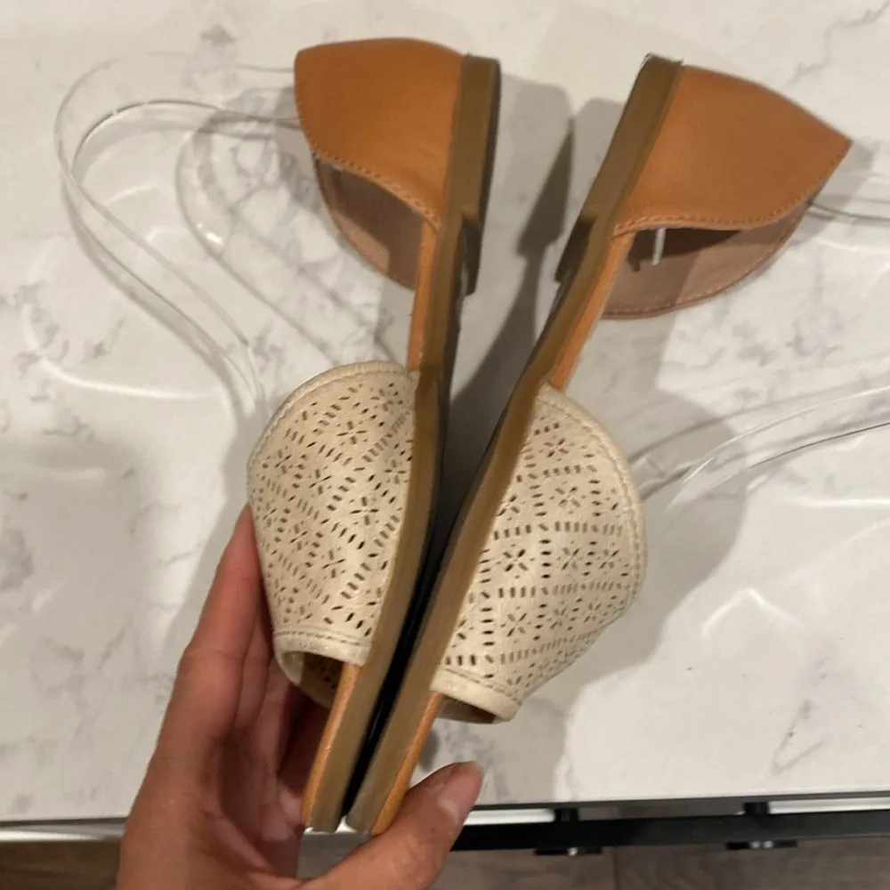 Lucky Brand leather lazer cut Slip On Sandals cottage core summer lightweight - Image 5