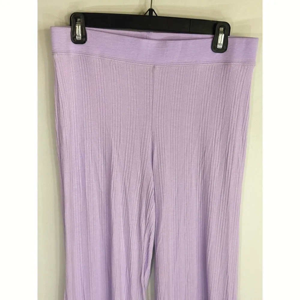 Jonathan Simkhai Celia Ribbed Knit‎ Wide Leg Pants Medium NWT Purple - Image 4