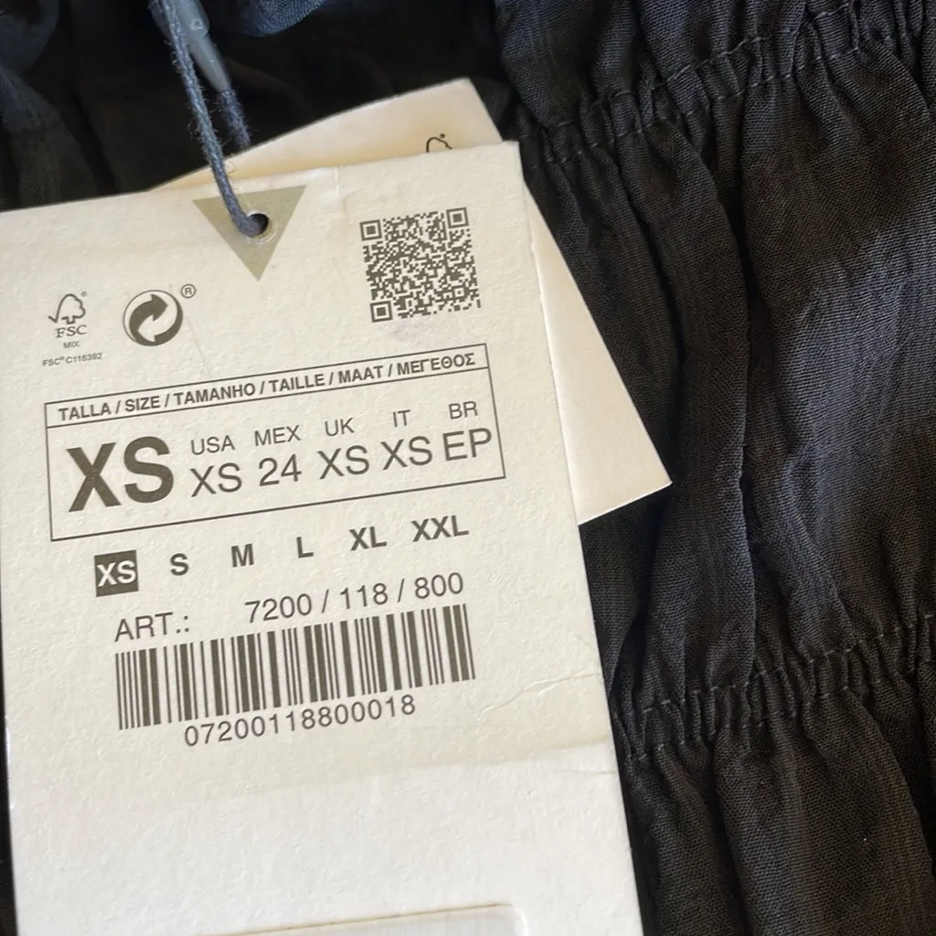 NWT ZARA TEXTURED DRESS TIE STRAP MIDI MAXI BLACK 7200/118 XS BLOGGERS F… - Image 9