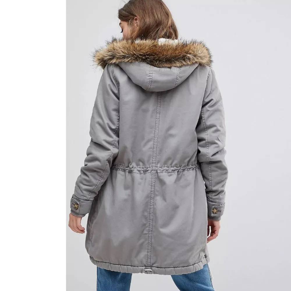 Women’s Twill Faux Fur Sherpa Lined Parka Coat Size M - Image 11