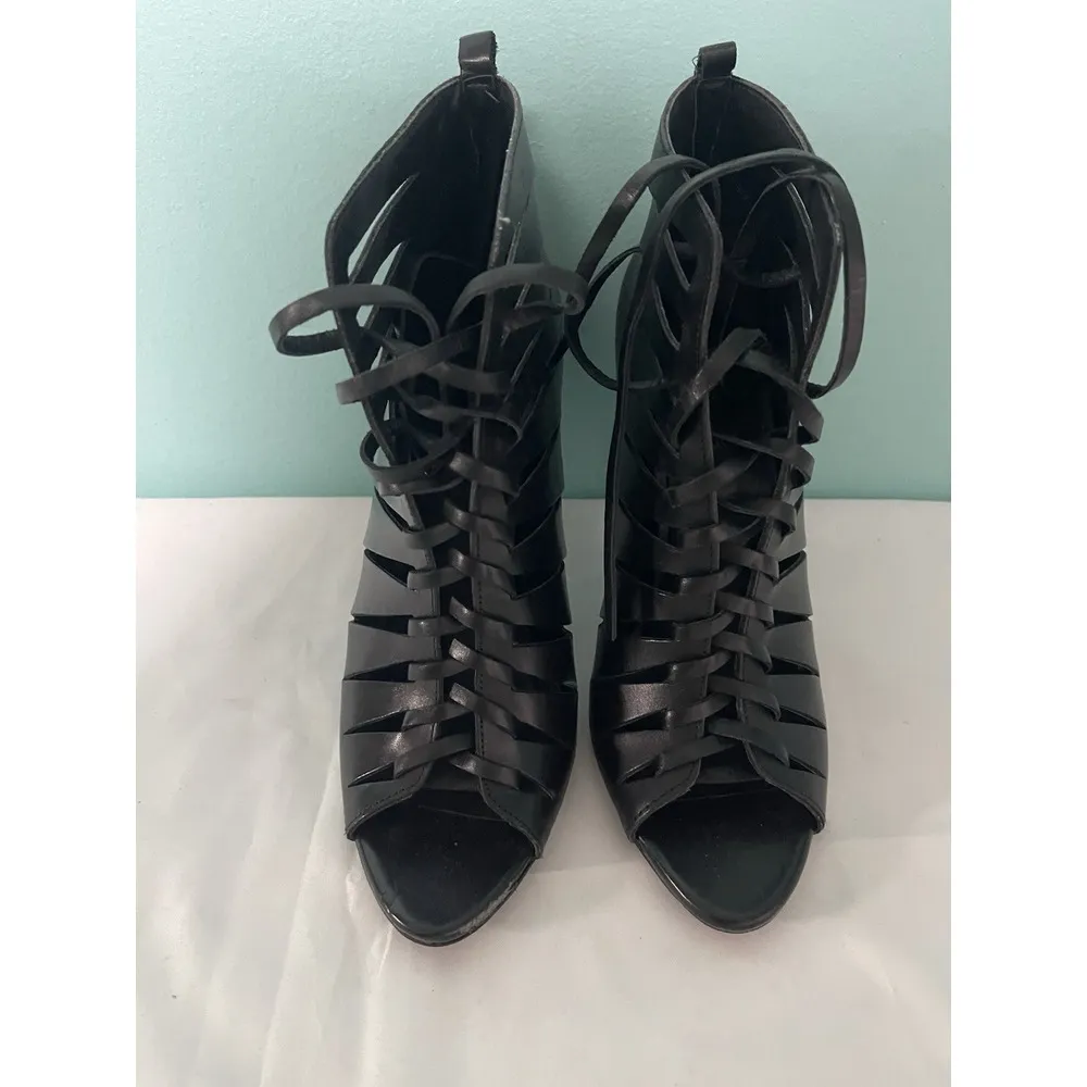 RARE ZARA HIGH HEEL Sandal  STYLE HEELED BOOTS EU 37size 6.5 Black‎ - Image 2