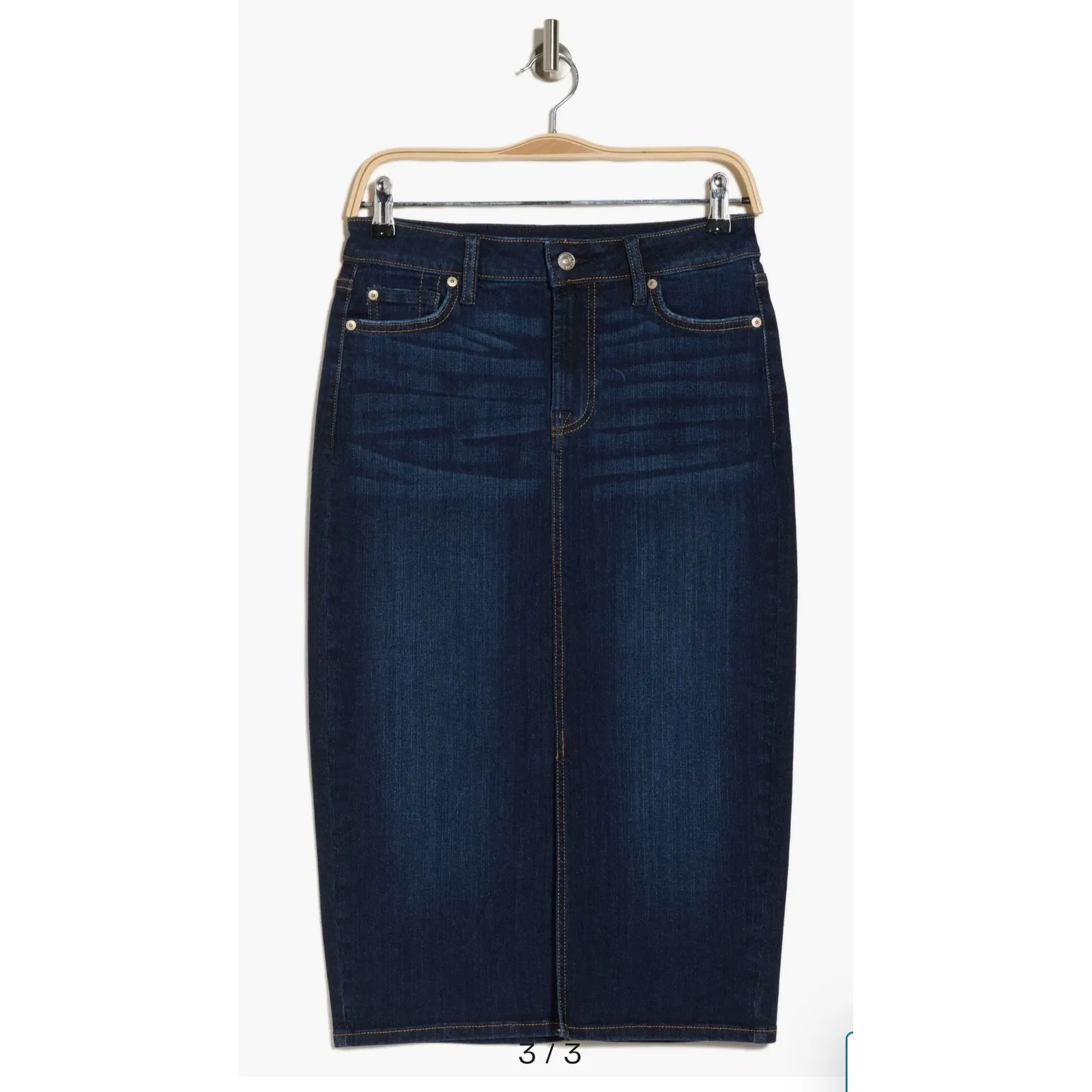 NWT 7 For All Mankind Easy Pencil Denim Skirt Dark‎ Indigo Sz 31 $125 - Image 3