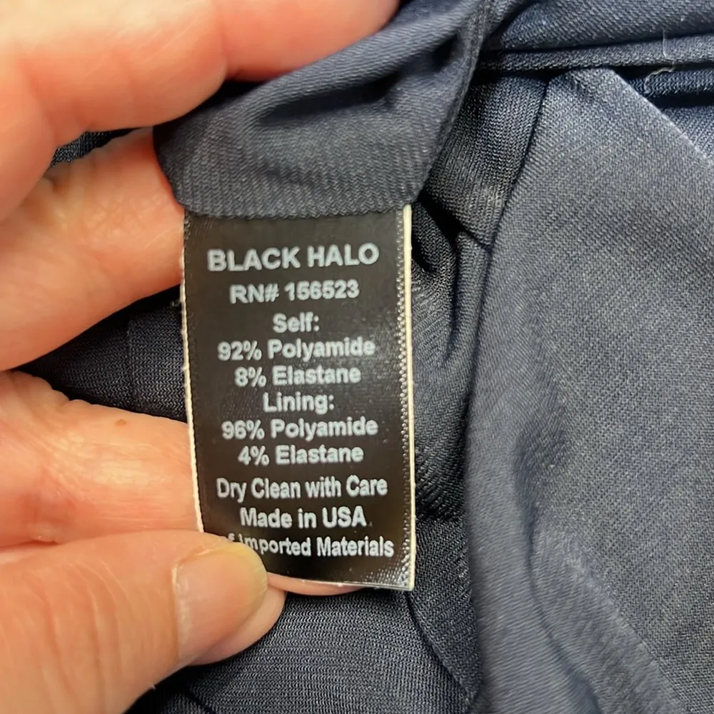 Black Halo Bowery V-Neck Velvet Ruched Ocean Splash Dress  Size 8 - Image 8