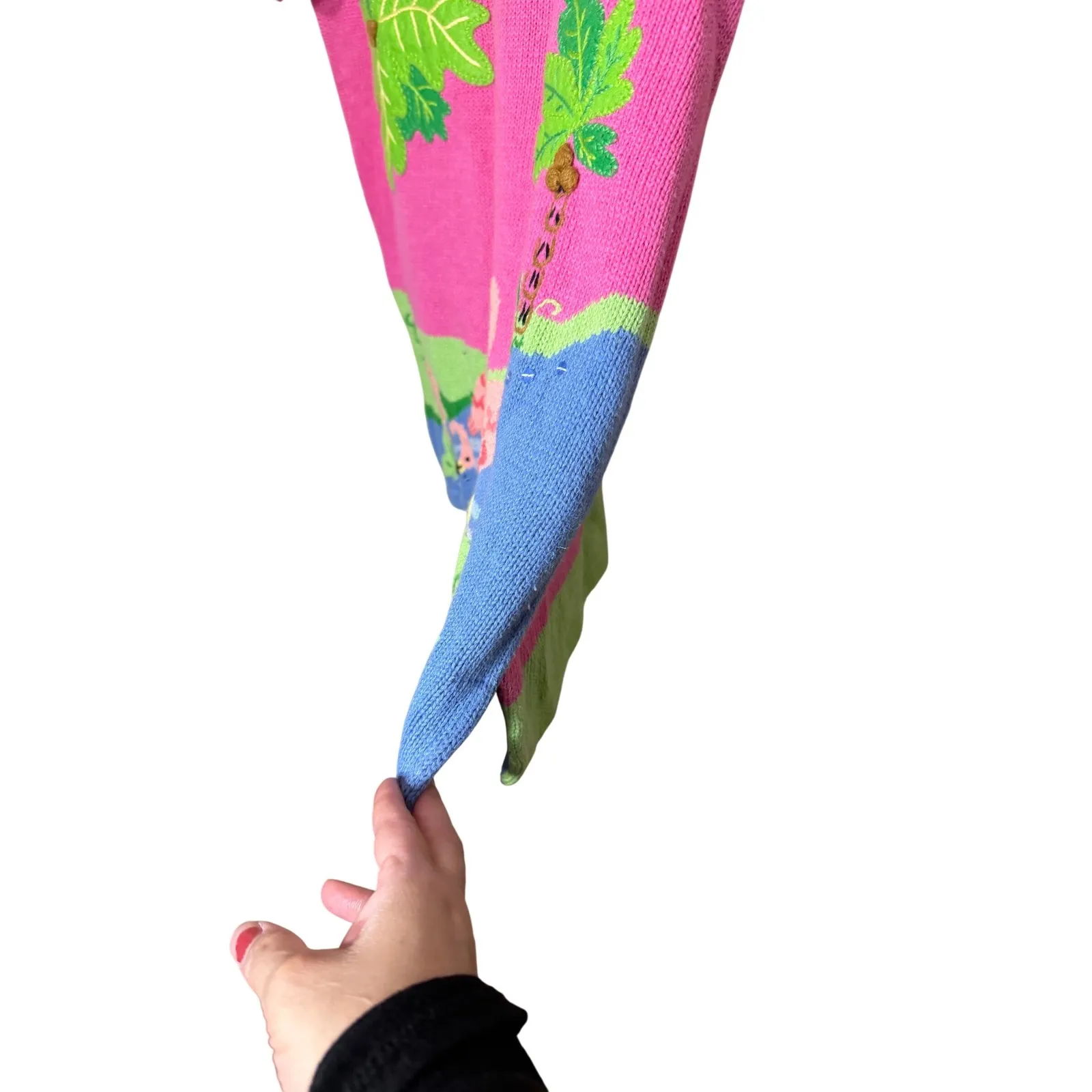 Vintage The Quaker Factory Pink Flamingo Palm Tree Sweater Tunic Top Knit Size M - Image 5