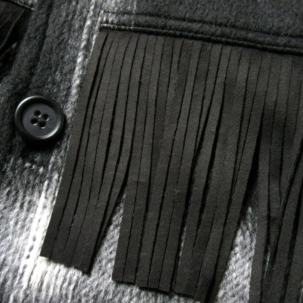 NWT Mother The Fringe Patch Coat in Line 'Em Up Plaid Brushed Flannel Jacket L Size L - Image 5