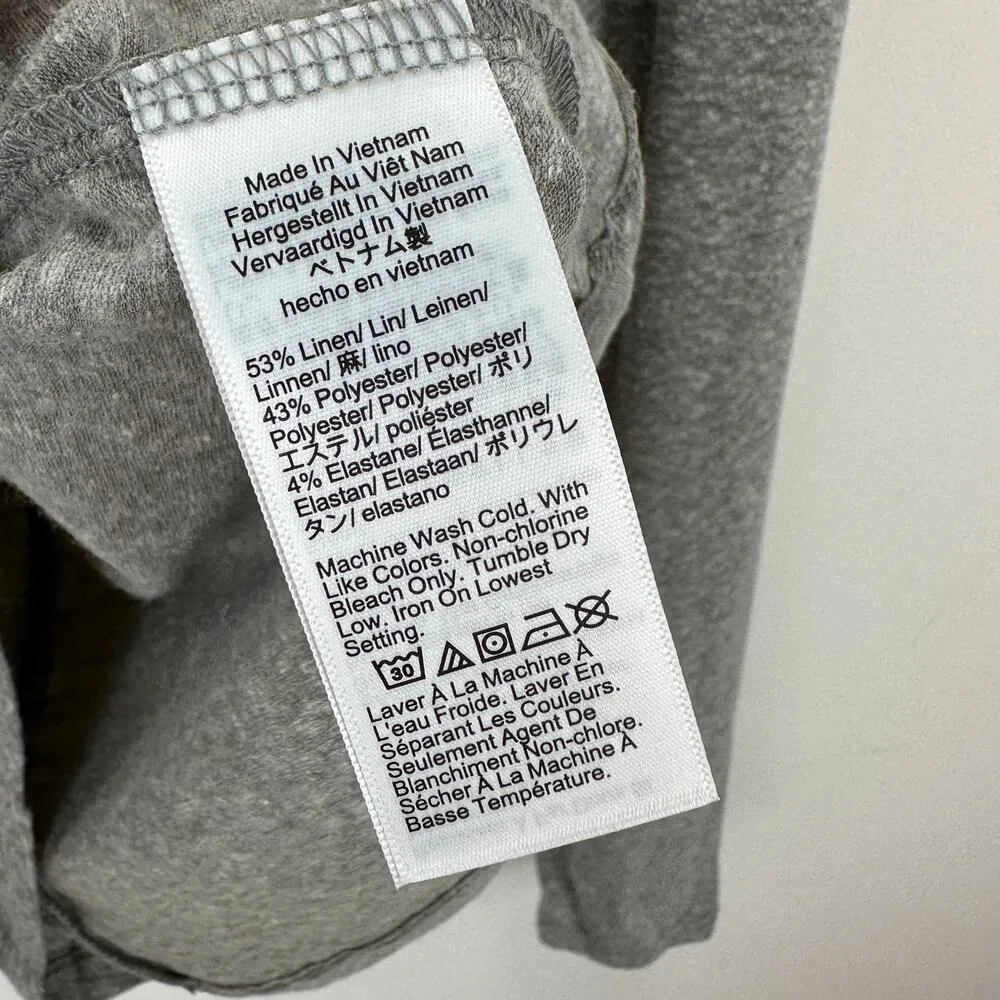 J.Crew Stretch Linen Long Sleeve Top Heather Gray Crewneck Lightweight Large NWT - Image 6