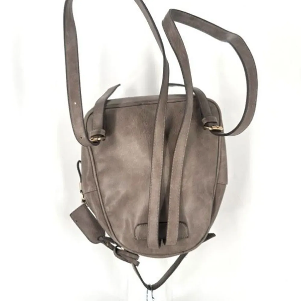 Soleā Society Women's Brown Gray Faux LeatherāLined Adjustable Mini Backpack Bag - Image 2