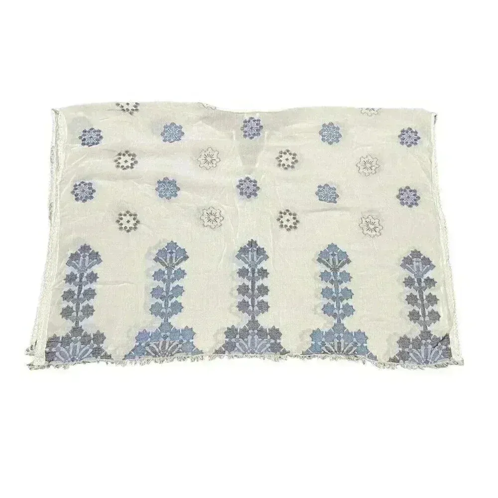 J Jill Ocean Breeze Jacquard Embroidered Open Cotton Poncho One‎ Size Boho Beach Blue - Image 3