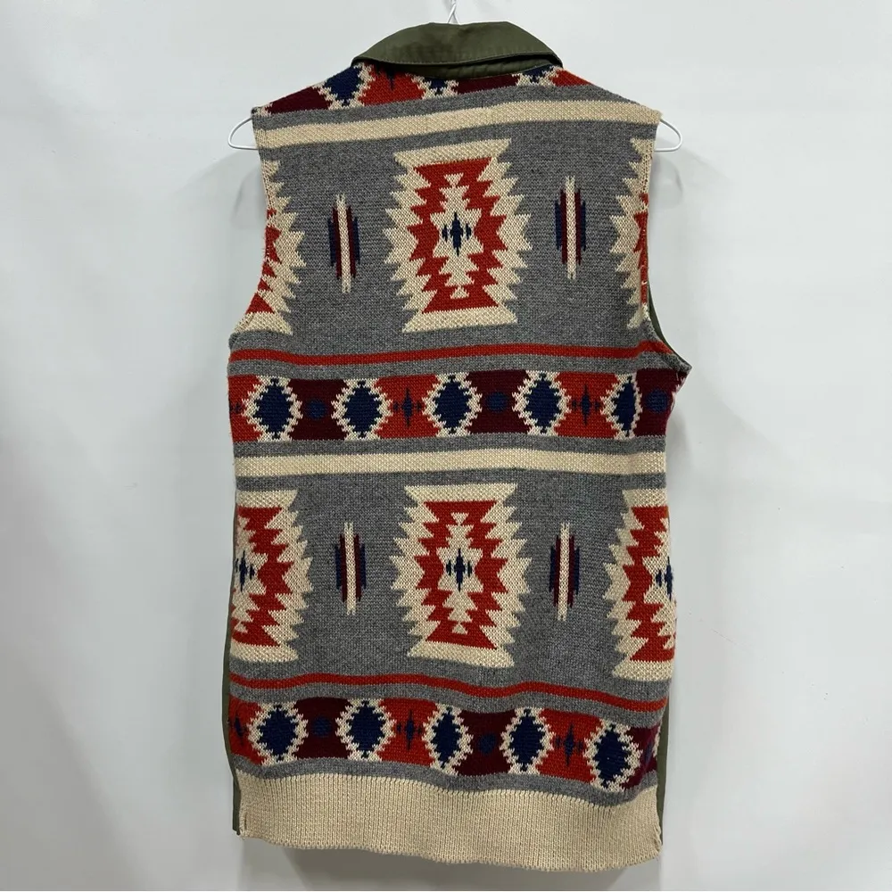 Thread & Supply olive green vest jacket size small aztec southwestern utility - Image 2