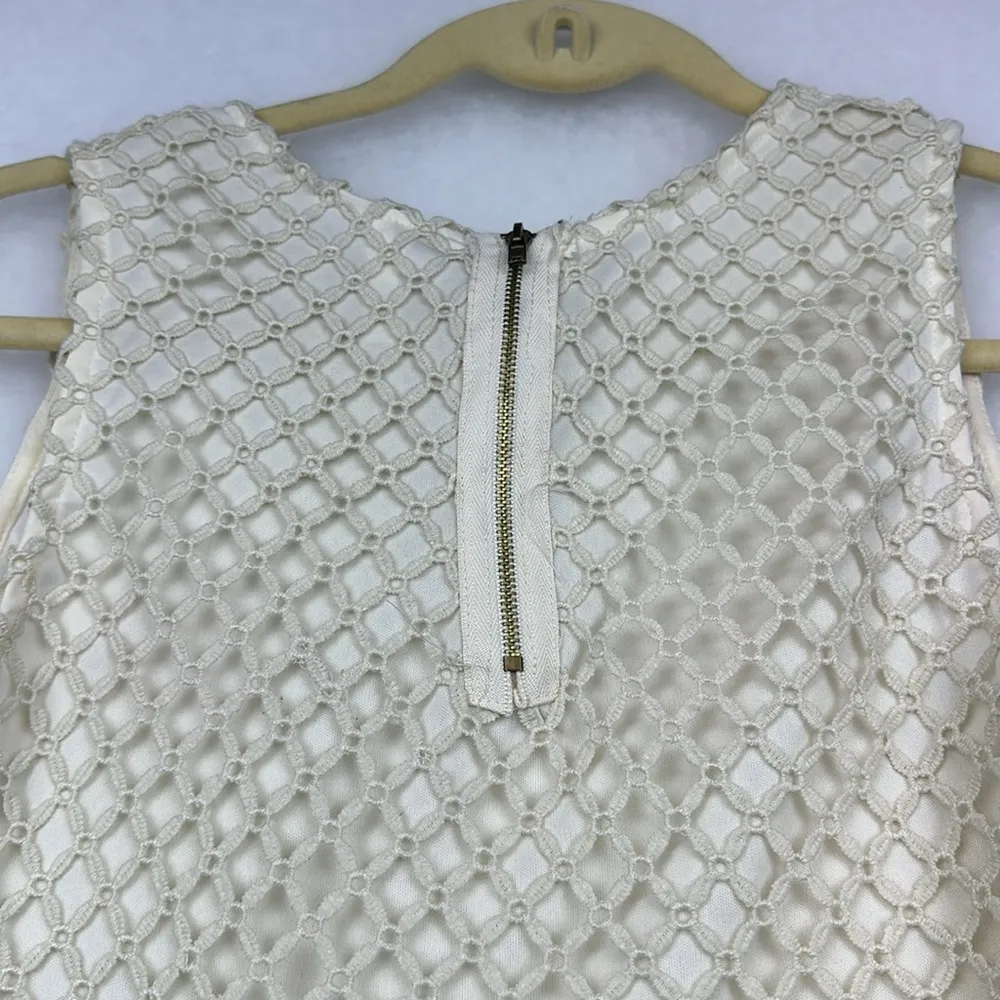 Crochet/Lace Tank Sz M Sleeves Tam/Cream - Image 6