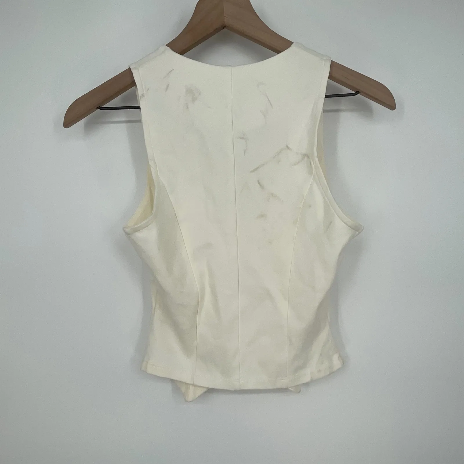 Lulus Cream Button Front Sleeveless Vest Top XS - Image 9