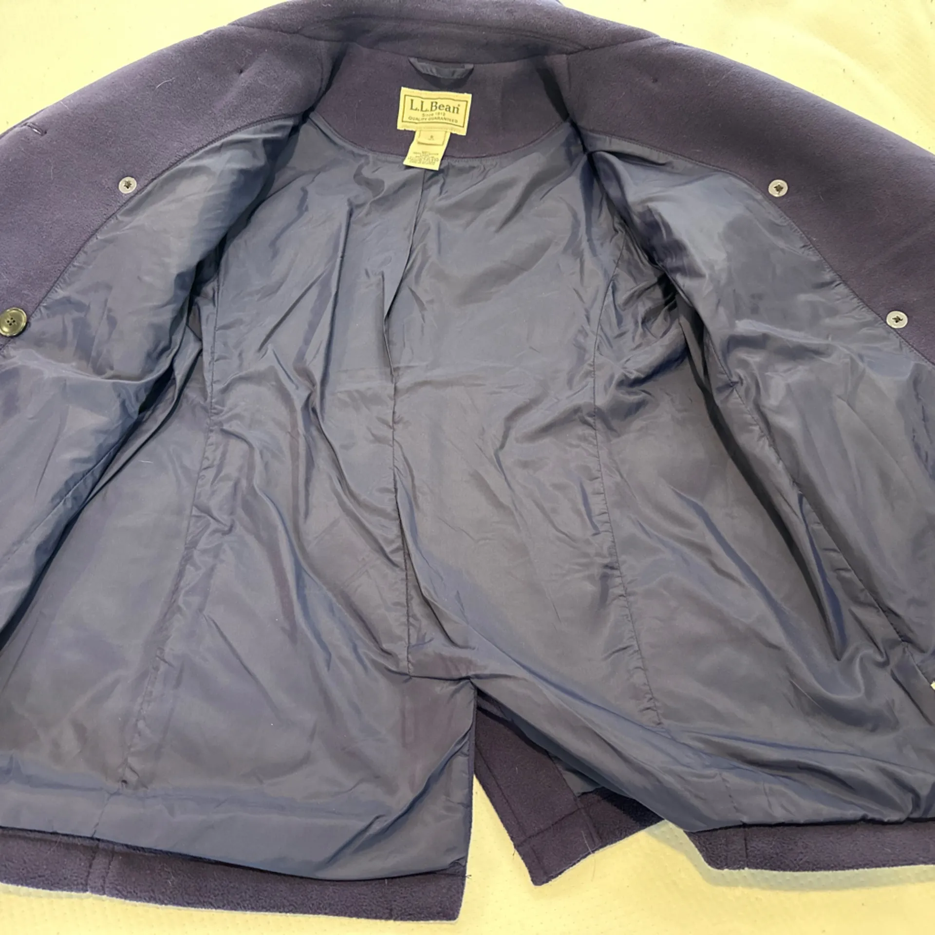 LL Bean Womens Sz:S Navy Blue Fleece Polartec Peacoat Double Breasted Jacket. - Image 9