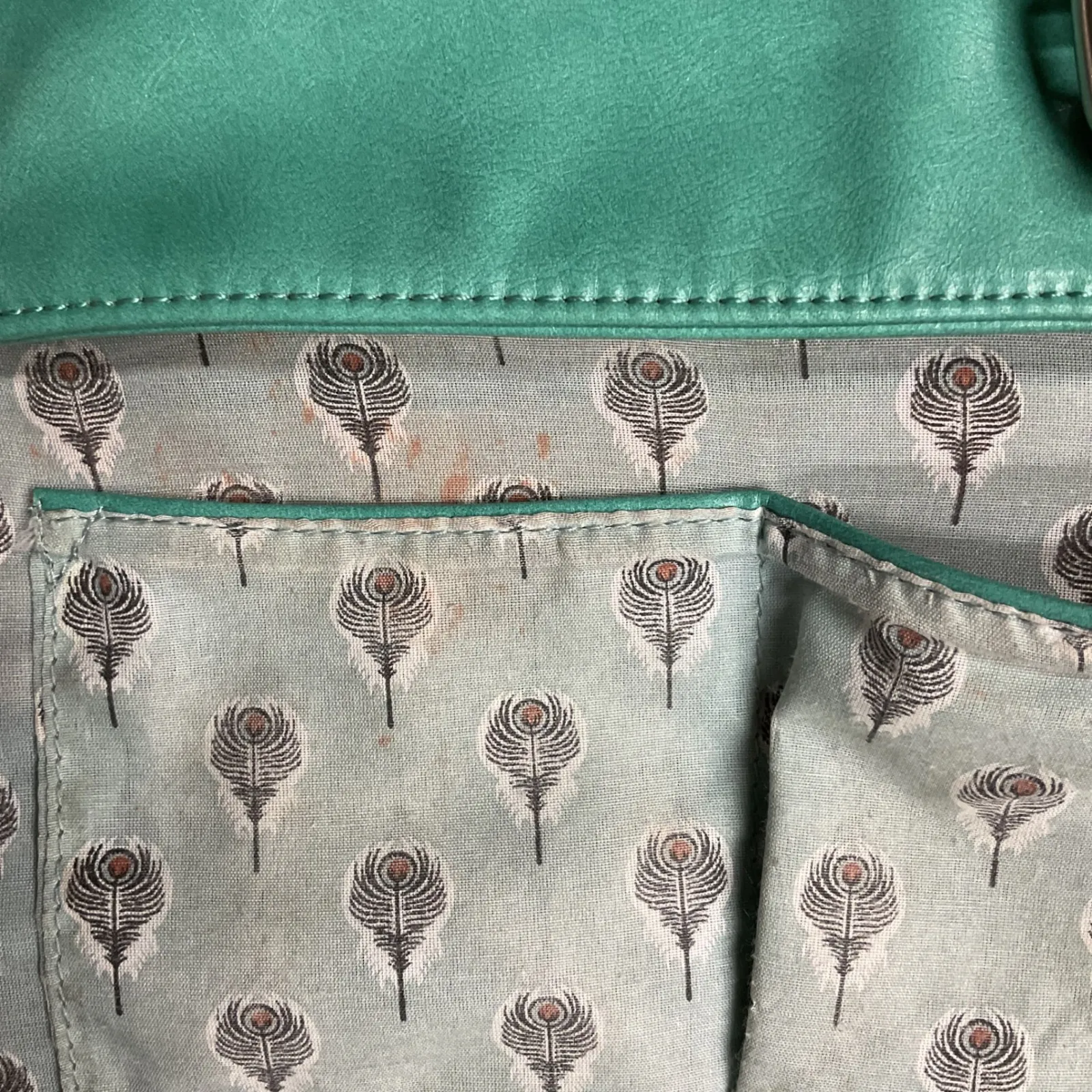 Coco + Carmen Seafoam Woven Side Studded Leather Tote/Shoulder Bag Green One Sz - Image 13