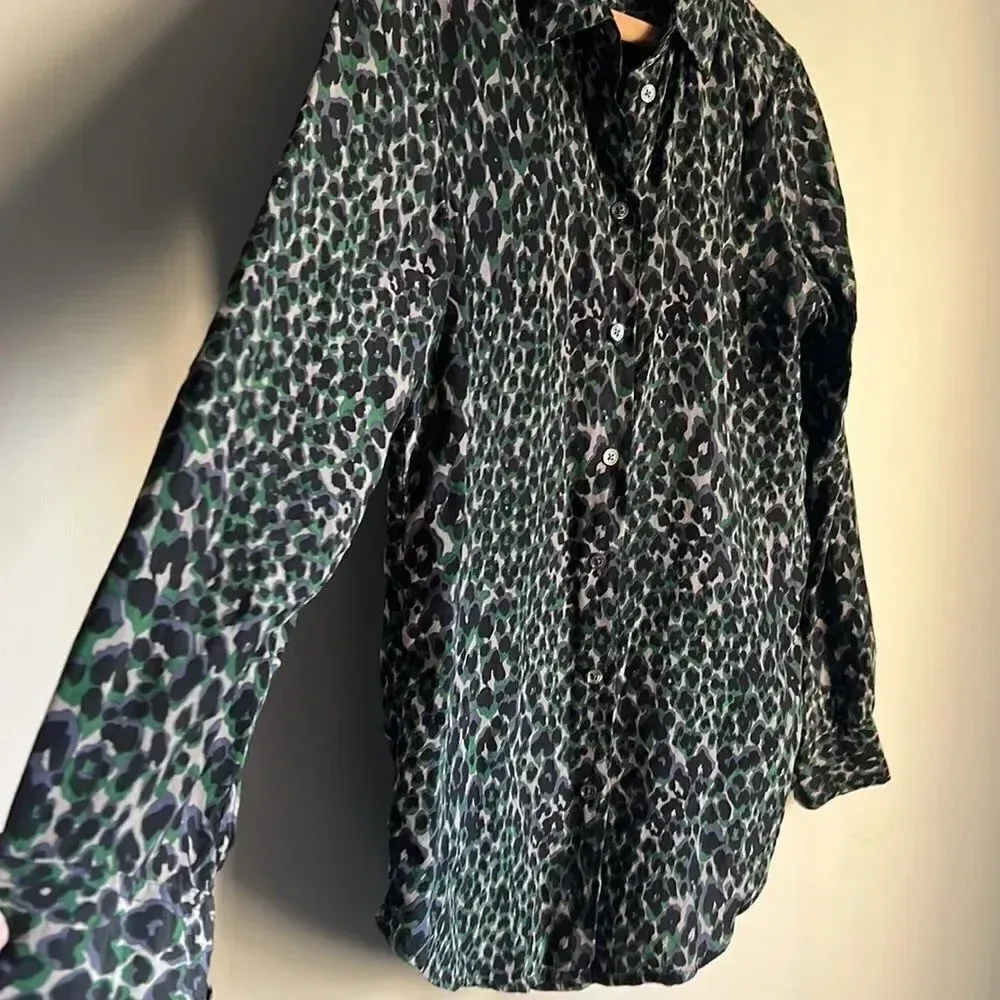 Equipment silk animal print button Down top - Image 6
