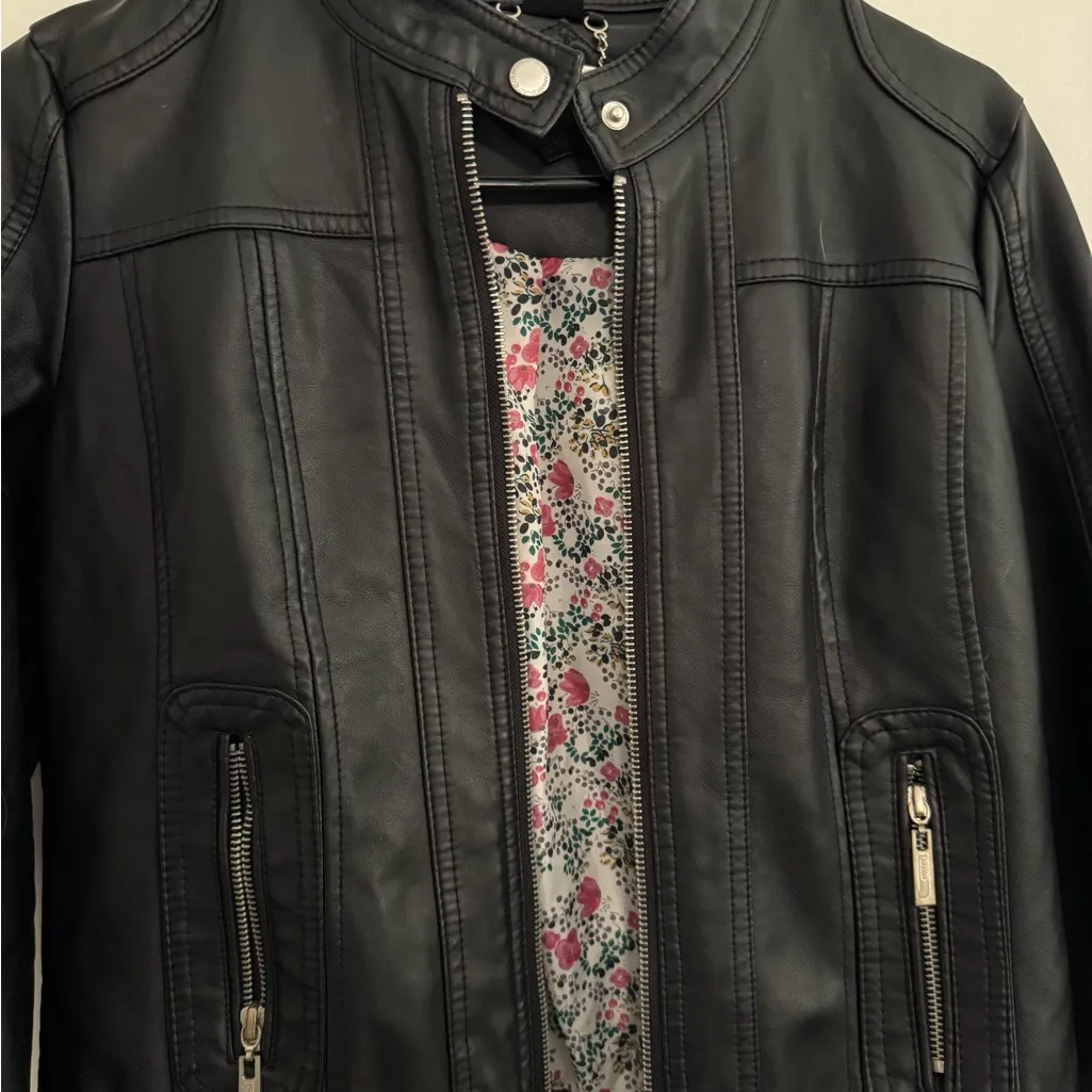 Women's Black Leather Jacket - Image 2