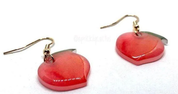 NEW Peach Watercolor Shaped Acrylic Hook Earrings Fruit Georgia Jewelry Gift Idea Pink - Image 4