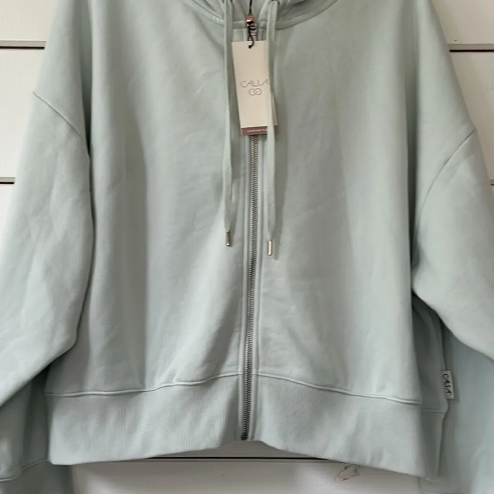 CALIA by Carrie Underwood Cropped Zip Hoodie Calming Green 1X - Image 4