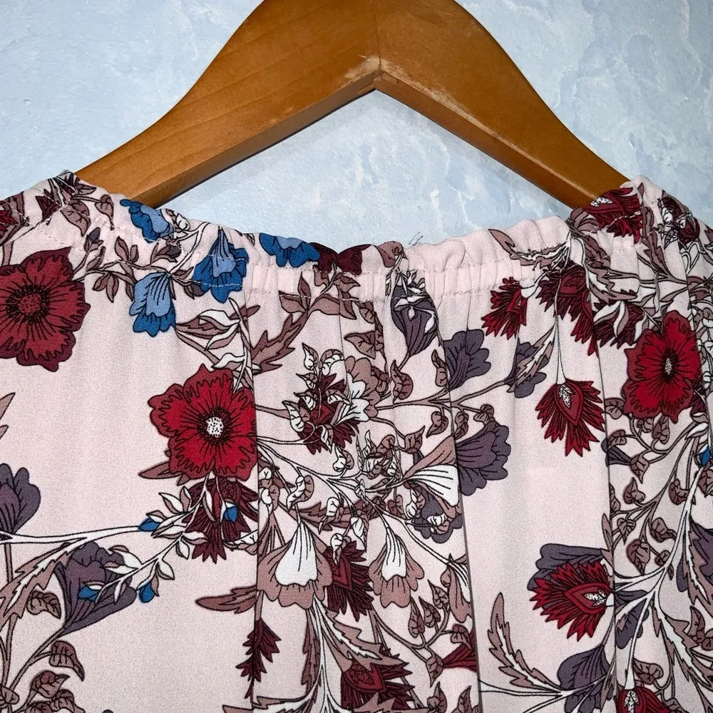 Vince Camuto Floral Sleeveless V-Neck Loose Fit Elastic Ruffle Neckline Top XS - Image 6