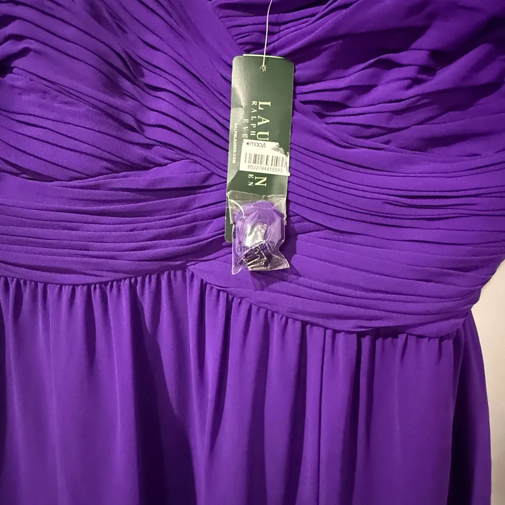 Lauren Ralph Lauren Evening Women Gown Violet  Purple‎ 16 Ruched Bodice NWT S - Image 7